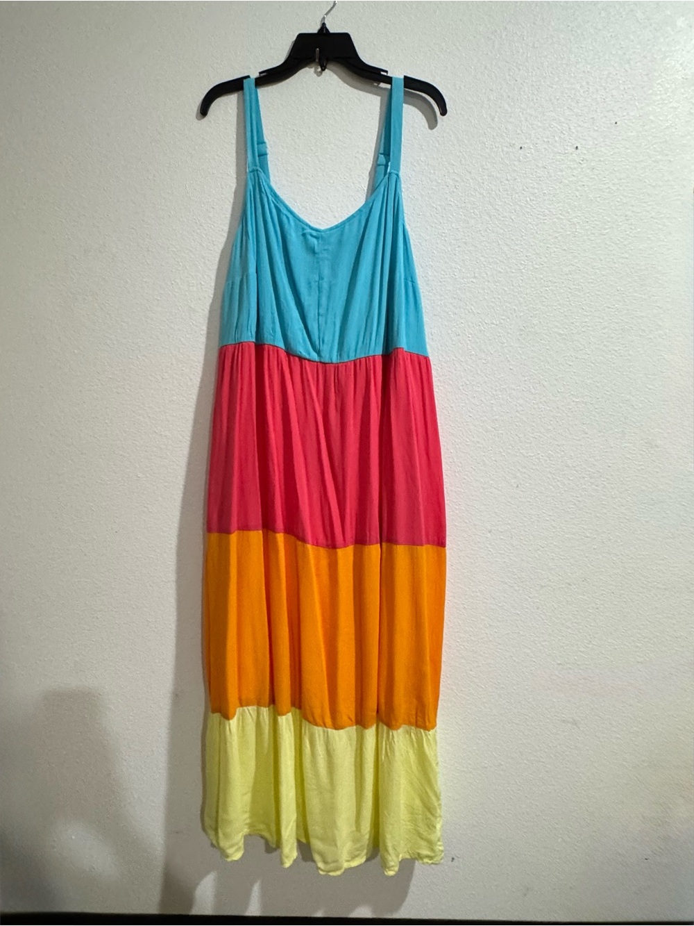 Lane Bryant Turquoise, Pink, Orange & Yellow Colorblock Maxi Dress
